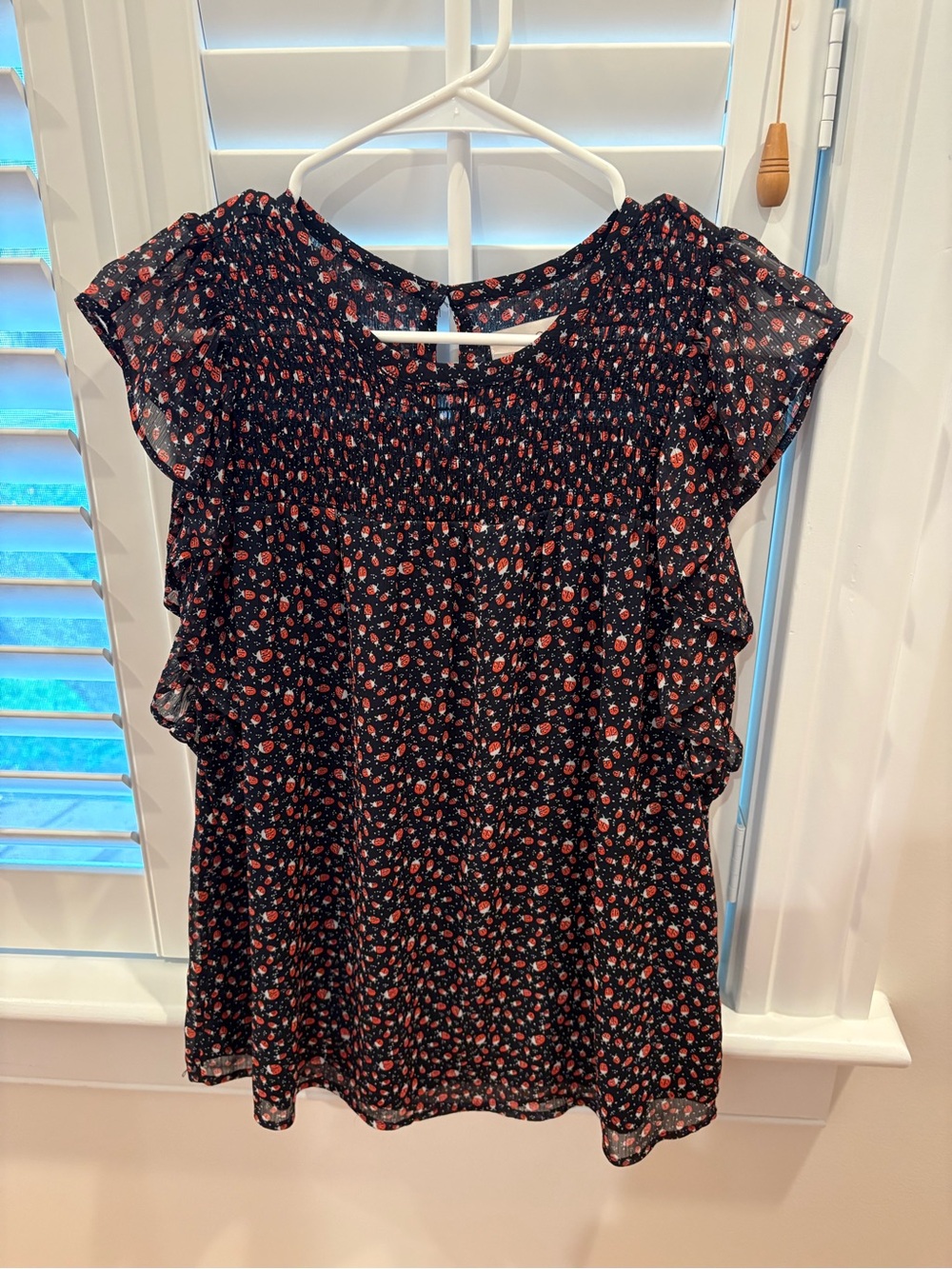 LOFT Black Ladybug Sleeve Blouse BRAND NEW